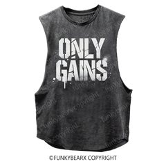 ONLY GAINS - Vintage Wash Muscle Tank