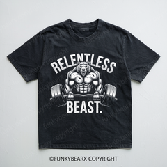 RELENTLESS BEAST- Bear Man - Vintage Wash Gym Tee