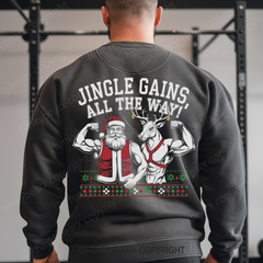 JINGLE GAINS,ALL THE WAY! - Vintage Wash Gym Sweatshirt