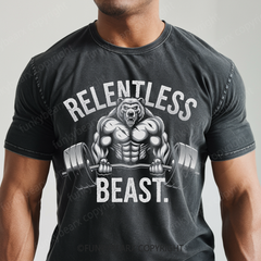 RELENTLESS BEAST- Bear Man - Vintage Wash Gym Tee