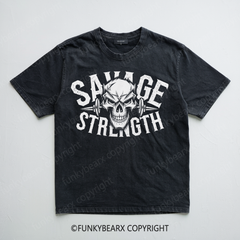 SAVAGE STRENGTH - Vintage Wash Gym Tee