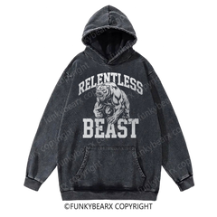 RELENTLESS BEAST - Muscle Bear - Vintage Wash Gym Hoodie