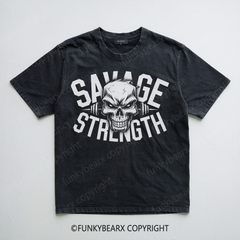 SAVAGE STRENGTH - Vintage Wash Gym Tee