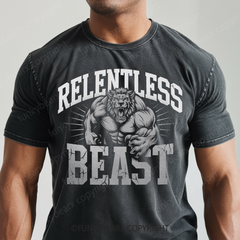 RELENTLESS BEAST-Lionhead - Vintage Wash Gym Tee