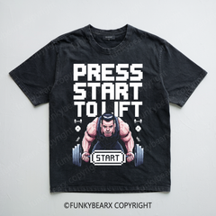 Press Start to Lift - Vintage Wash Gym Tee