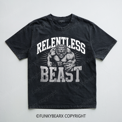 RELENTLESS BEAST-Lionhead - Vintage Wash Gym Tee