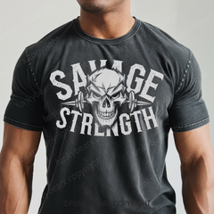 SAVAGE STRENGTH - Vintage Wash Gym Tee