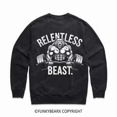 RELENTLESS BEAST- Bear Man - Vintage Wash Gym Sweatshirt