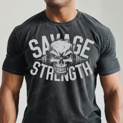 SAVAGE STRENGTH - Vintage Wash Gym Tee