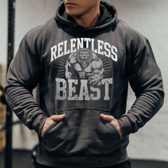 RELENTLESS BEAST-Lionhead - Vintage Wash Gym Hoodie