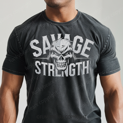 SAVAGE STRENGTH - Vintage Wash Gym Tee