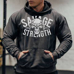 SAVAGE STRENGT - Vintage Wash Gym Hoodie