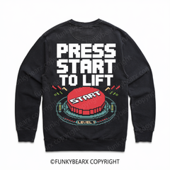 Press Start to Lift - Vintage Wash Gym Sweatshirt