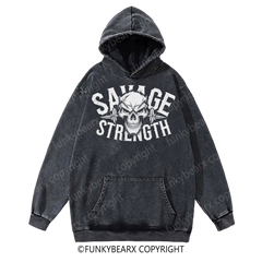 SAVAGE STRENGT - Vintage Wash Gym Hoodie