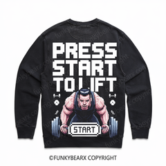 Press Start to Lift - Vintage Wash Gym Sweatshirt