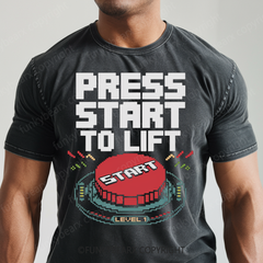 Press Start to Lift - Vintage Wash Gym Tee