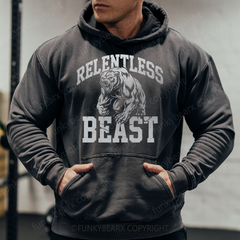 RELENTLESS BEAST - Muscle Bear - Vintage Wash Gym Hoodie