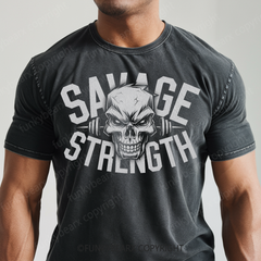 SAVAGE STRENGTH - Vintage Wash Gym Tee