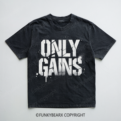 ONLY GAINS - Vintage Wash Gym Tee