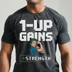 1-Up in Gains - Vintage Wash Gym Tee