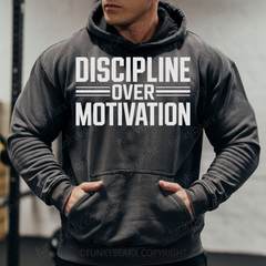 DISCIPLINE OVER MOTIVATION - Vintage Wash Gym Hoodie