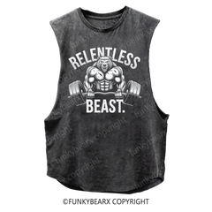 RELENTLESS BEAST- Bear Man - Vintage Wash Muscle Tank