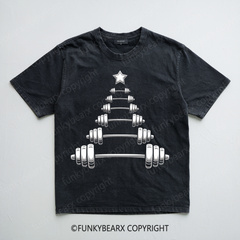 CHRISTMAS BARBELL - Vintage Wash Gym Tee