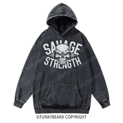 SAVAGE STRENGTH - Vintage Wash Gym Hoodie