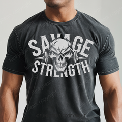 SAVAGE STRENGT - Vintage Wash Gym Tee