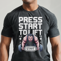 Press Start to Lift - Vintage Wash Gym Tee