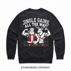 JINGLE GAINS,ALL THE WAY! - Vintage Wash Gym Sweatshirt