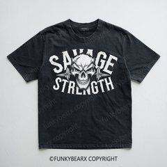 SAVAGE STRENGT - Vintage Wash Gym Tee