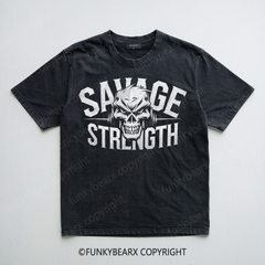 SAVAGE STRENGTH - Vintage Wash Gym Tee