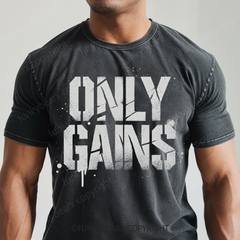 ONLY GAINS - Vintage Wash Gym Tee