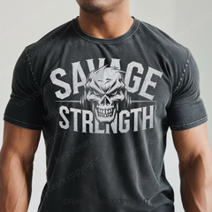 SAVAGE STRENGTH - Vintage Wash Gym Tee