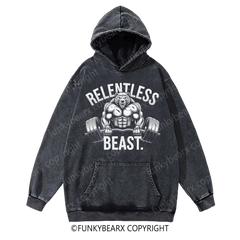 RELENTLESS BEAST- Bear Man - Vintage Wash Gym Hoodie